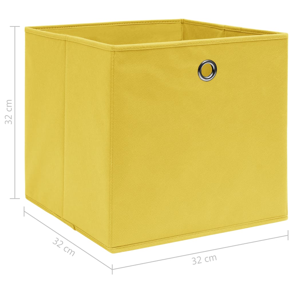 Cutii depozitare, 10 buc., galben, 32x32x32 cm, textil