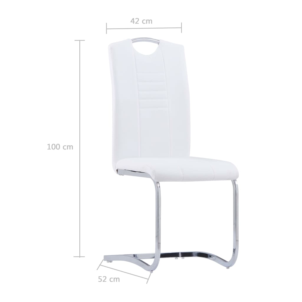 Set mobilier de bucătărie, 5 piese, alb, piele ecologică