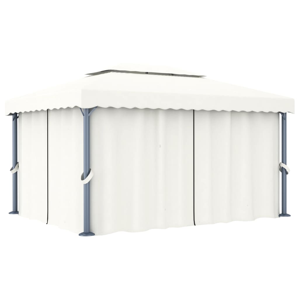 Pavilion cu perdea, alb crem, 4 x 3 m