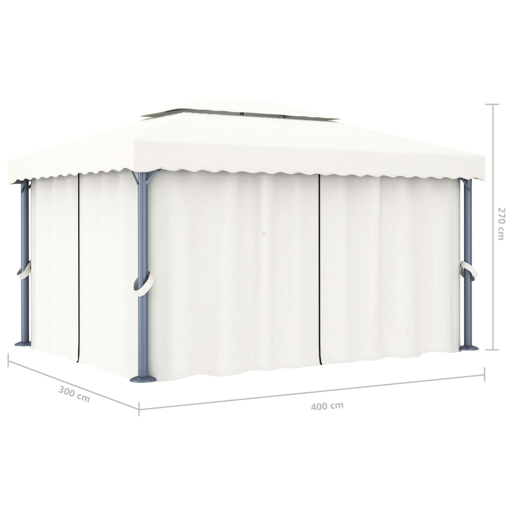 Pavilion cu perdea, alb crem, 4 x 3 m