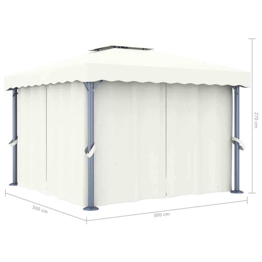 Pavilion cu perdea, alb crem, 3 x 3 m