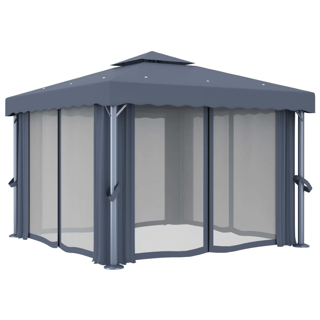 Pavilion cu perdea, antracit, 3 x 3 m