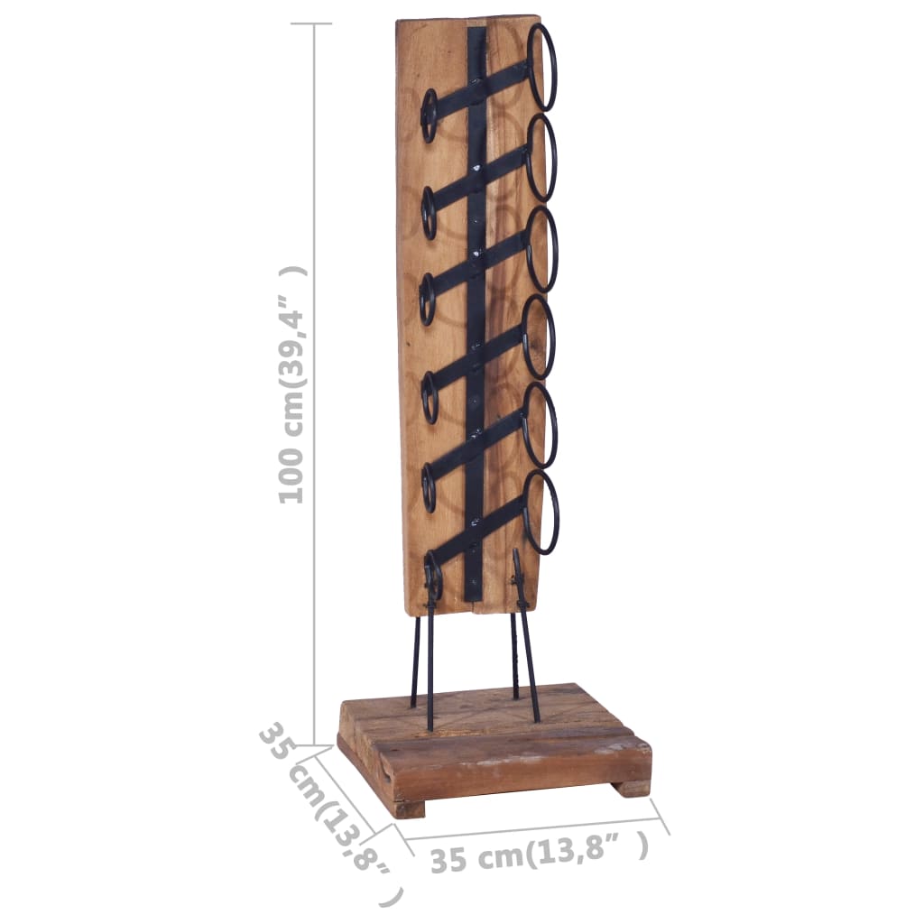 Suport 6 sticle de vin, 35x35x100 cm, lemn masiv de tec