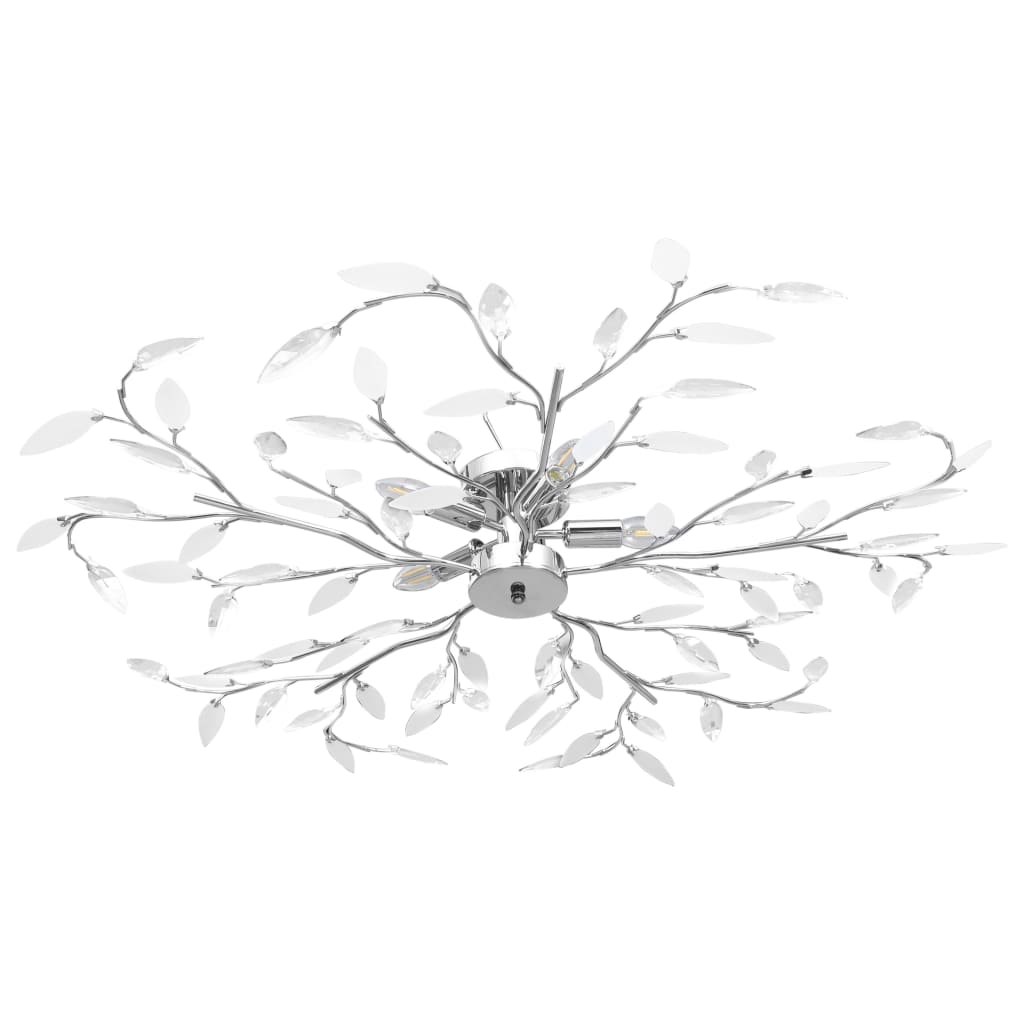 Lustră cu brațe decor frunze cristal acrilic 5 becuri E14 alb