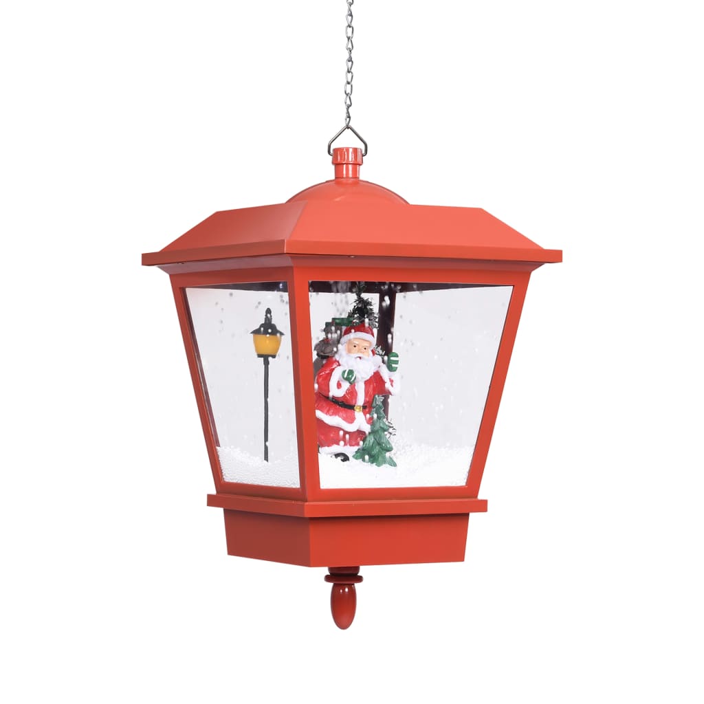Felinar suspendat cu LED și Moș Crăciun, roșu, 27x27x45 cm