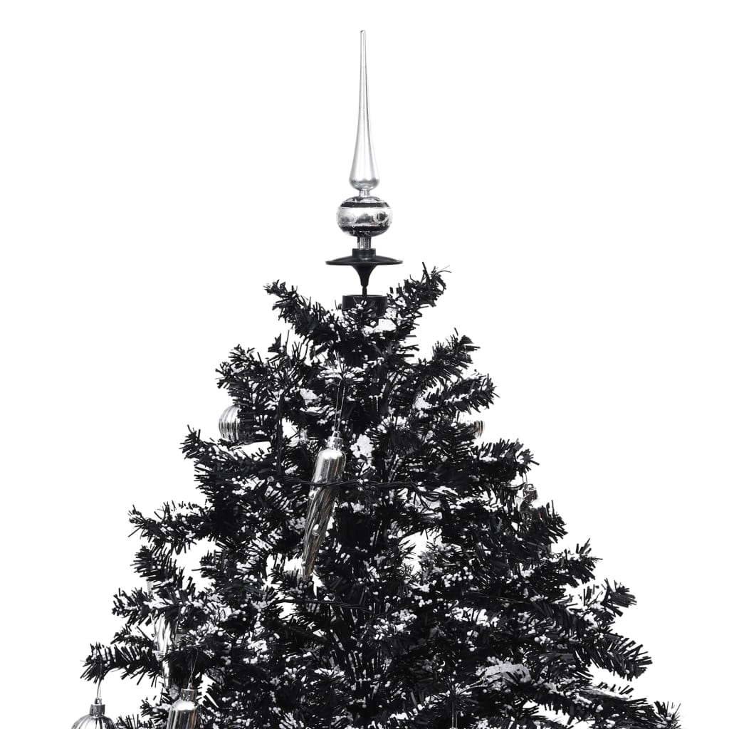 Brad de Crăciun cu ninsoare și bază umbrelă, negru, 190 cm, PVC