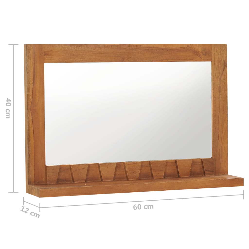 Oglindă de perete cu raft, 60x12x40 cm, lemn masiv de tec