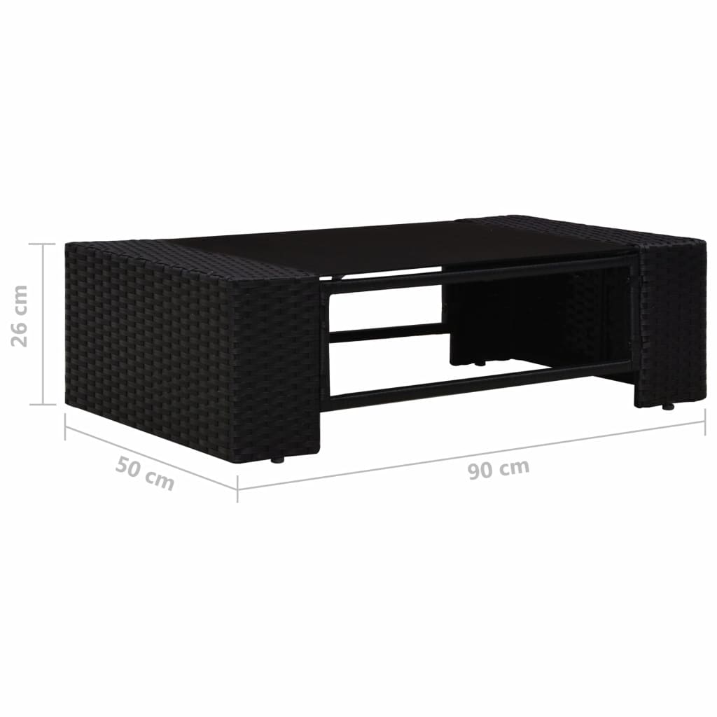 Set mobilier grădină, 5 piese, negru, poliratan