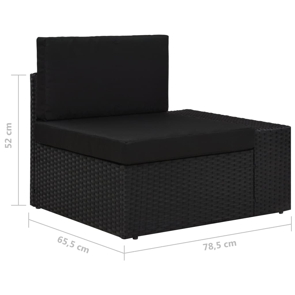 Set mobilier grădină, 5 piese, negru, poliratan