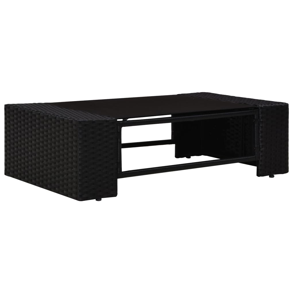 Set mobilier de grădină, 6 piese, negru, poliratan