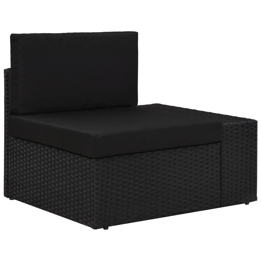 Set mobilier de grădină, 6 piese, negru, poliratan