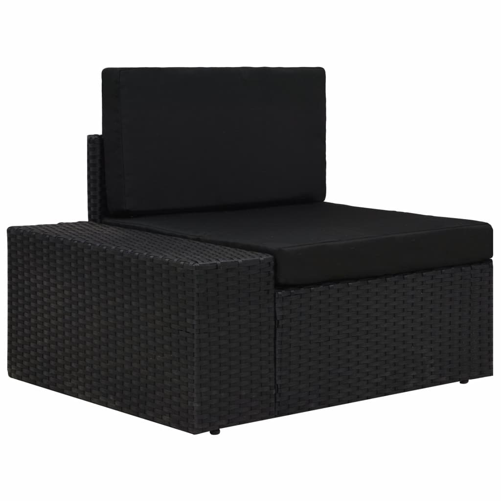 Set mobilier de grădină, 6 piese, negru, poliratan