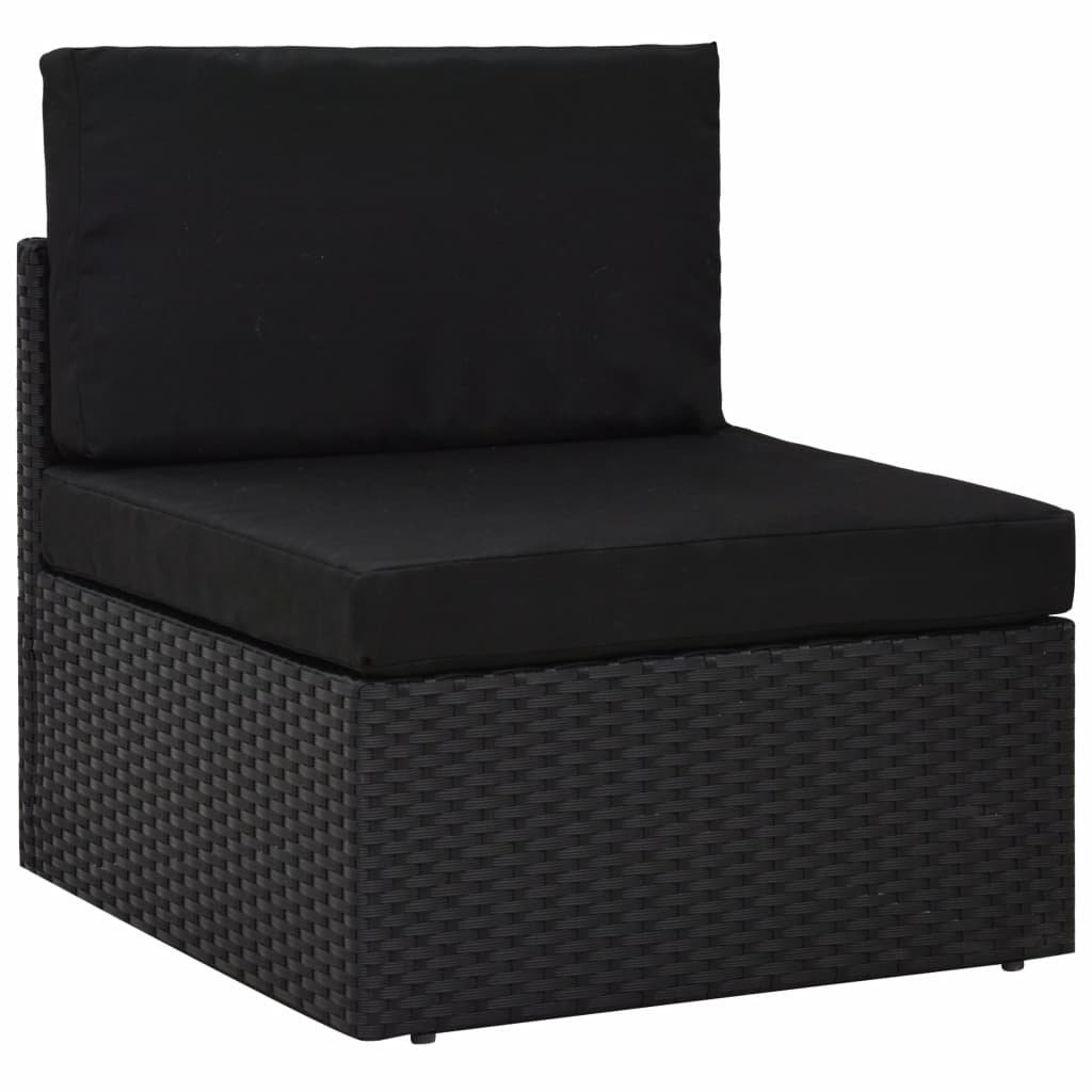 Set mobilier de grădină, 6 piese, negru, poliratan