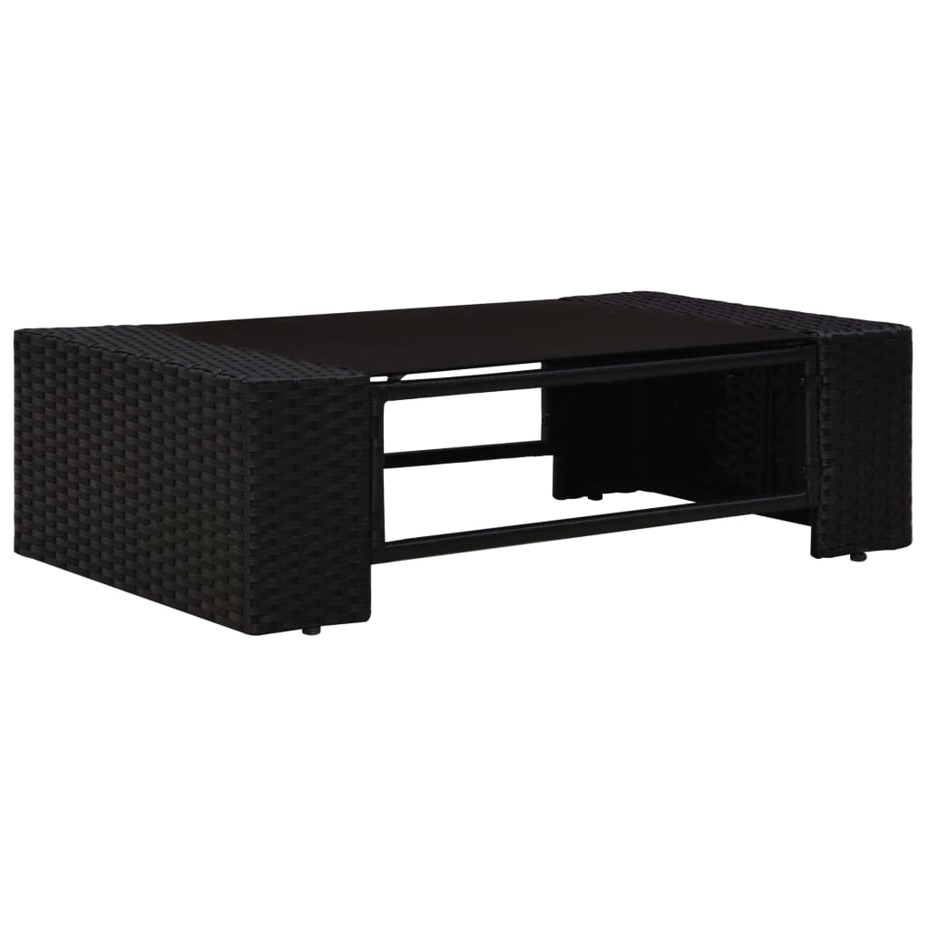 Set mobilier de grădină, 4 piese, negru, poliratan