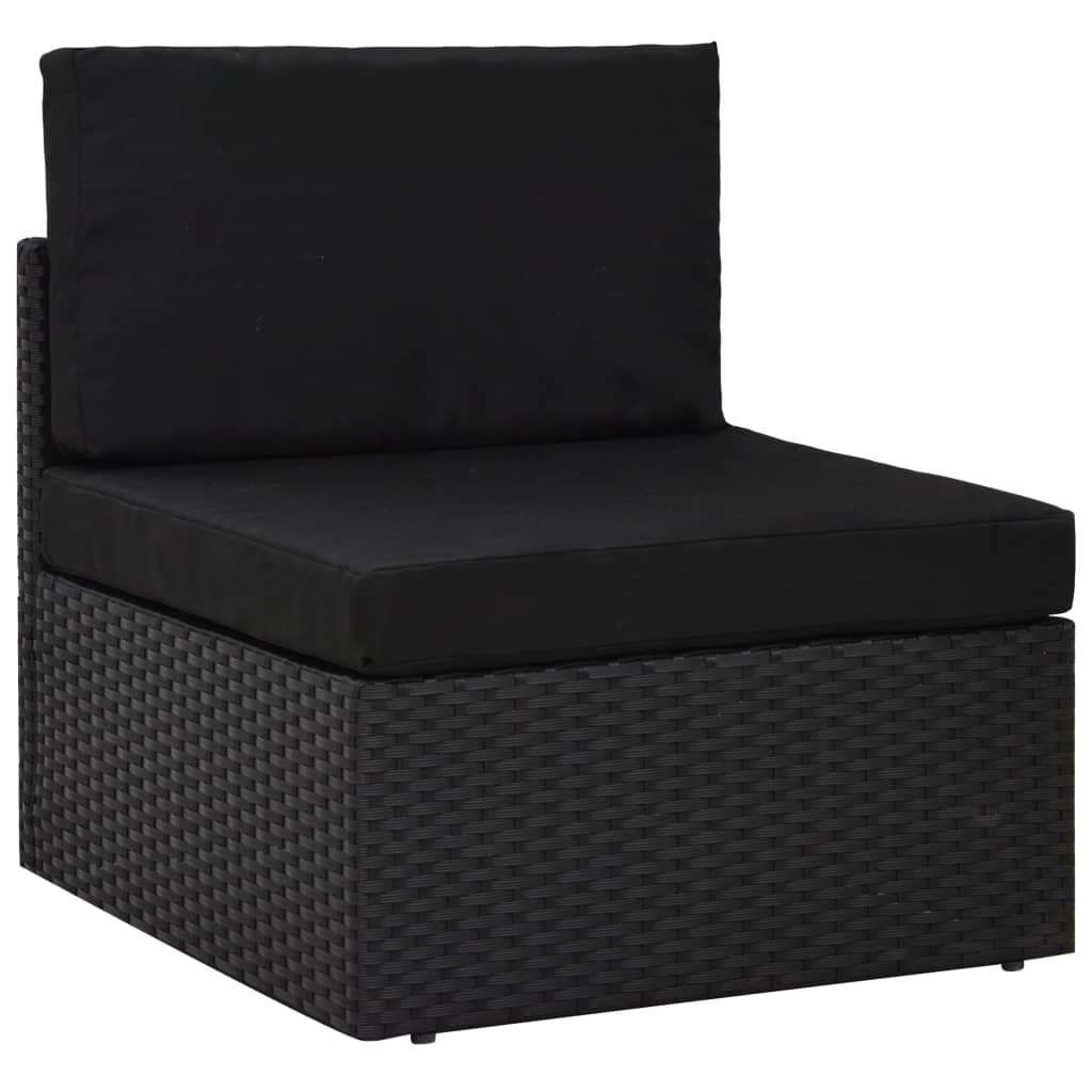 Set mobilier grădină, 8 piese, negru, poliratan