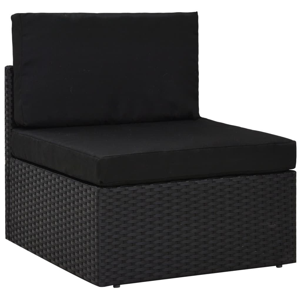 Set mobilier de grădină, 4 piese, negru, poliratan