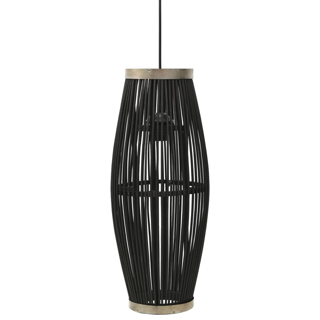 Lampă suspendată, negru, 23x55 cm, răchită, 40 W, oval, E27