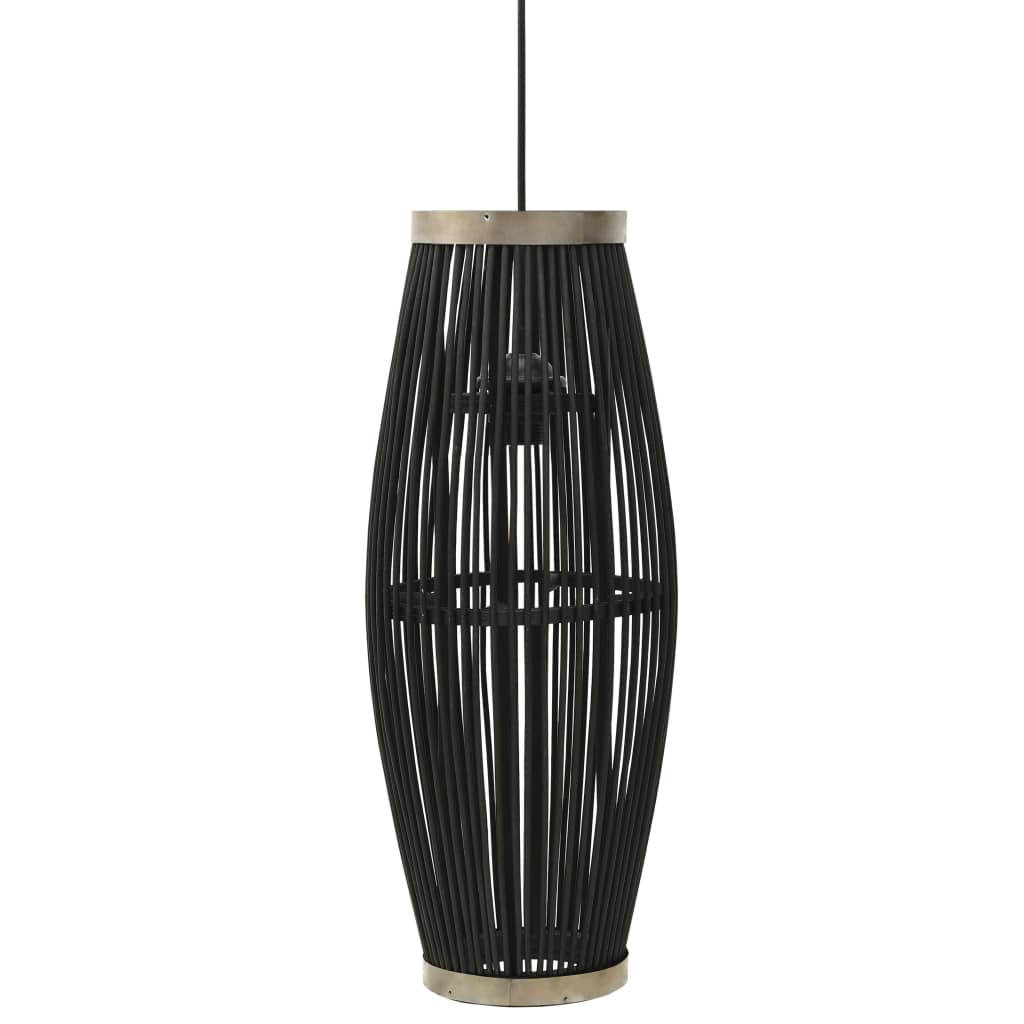 Lampă suspendată, negru, 25x62 cm, răchită, 40 W, oval, E27