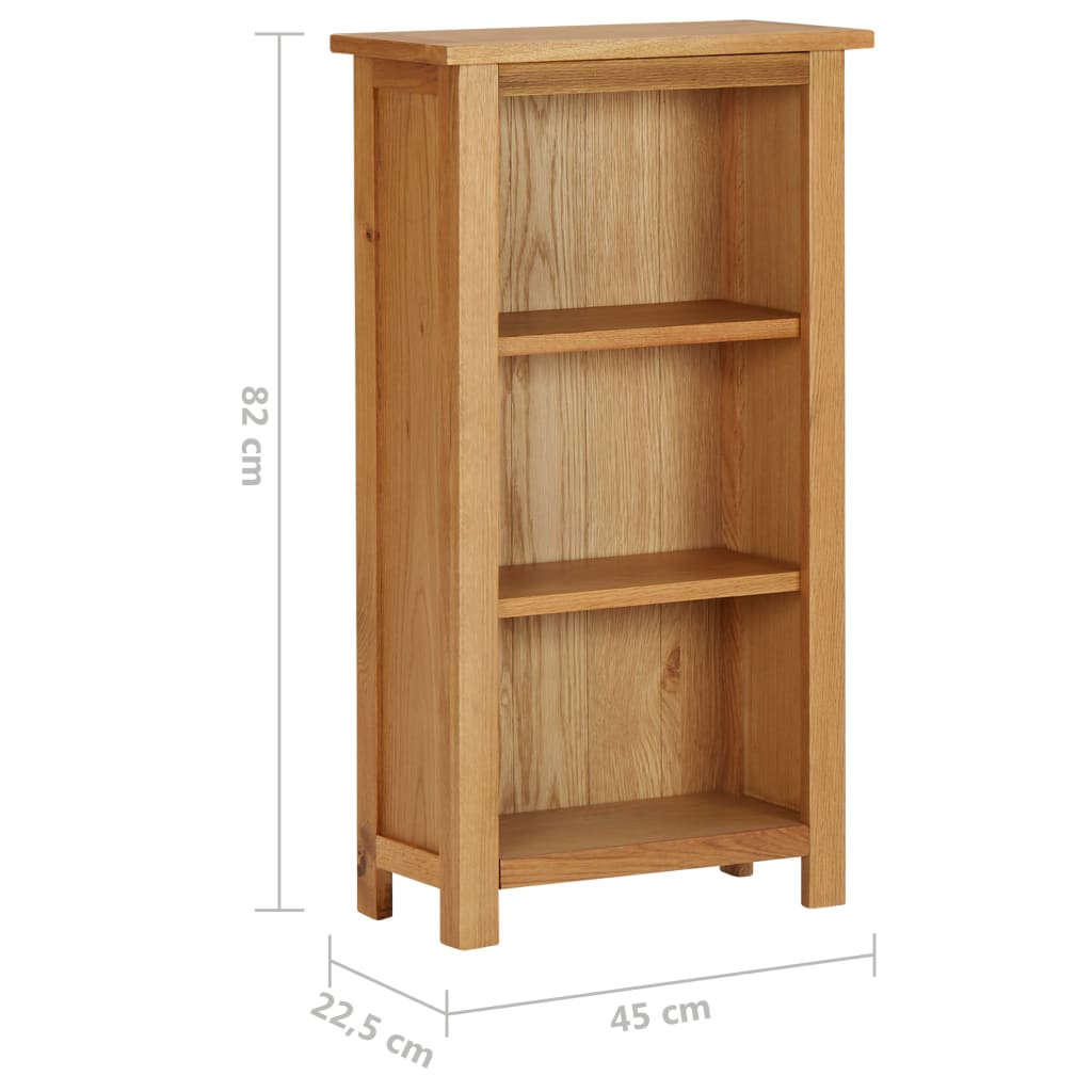 Bibliotecă îngustă 45x22,5x82 cm, lemn masiv de stejar și MDF