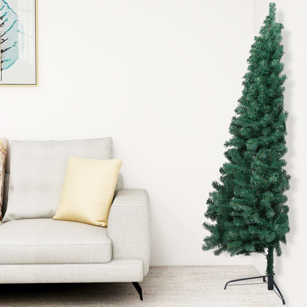Jumătate pom Crăciun artificial cu suport, verde, 185 cm, PVC