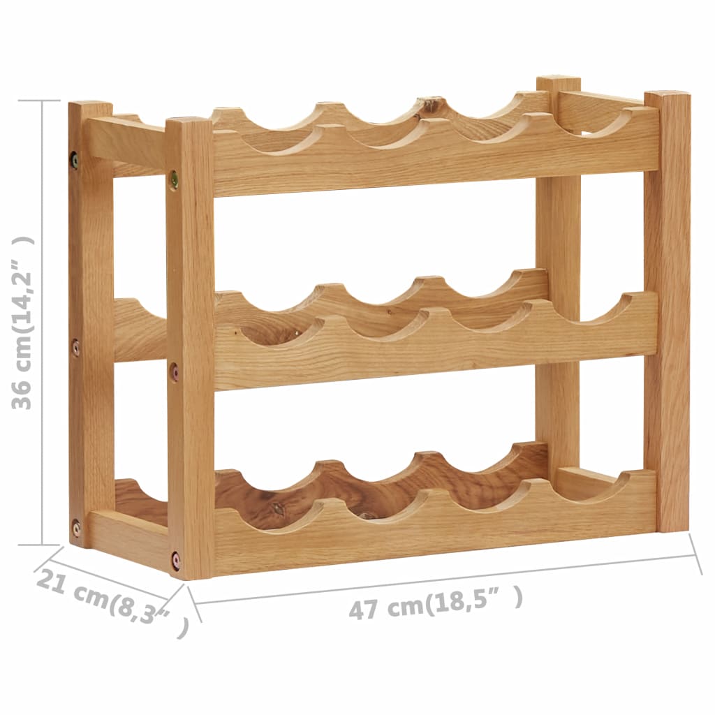 Suport 12 sticle de vin, 47 x 21 x 36, lemn masiv de stejar