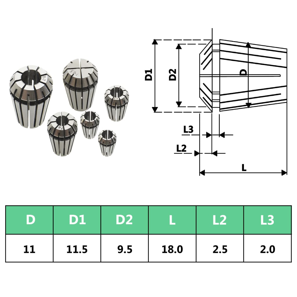 Coliere ER11 13 buc., set instrumente de strunjire