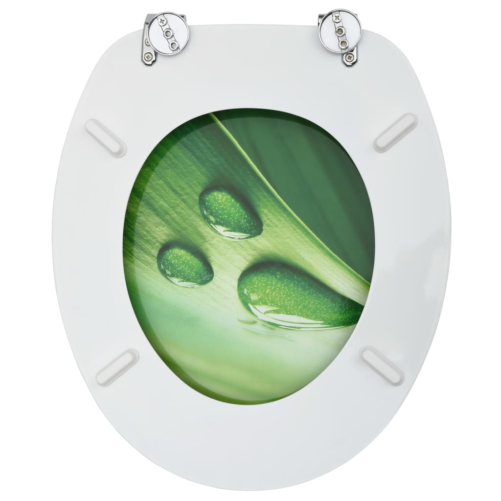 Capac WC, MDF, verde, model picătură de apă