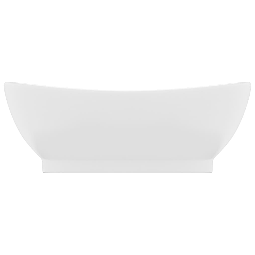 Chiuvetă lux cu preaplin, alb mat, 58,5x39 cm ceramică, oval