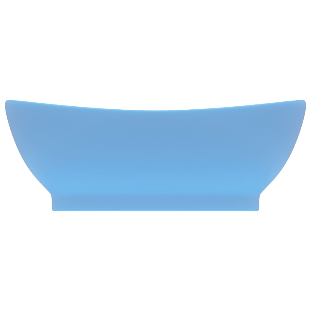 Chiuvetă lux cu preaplin, bleu mat, 58,5x39 cm, ceramică, oval