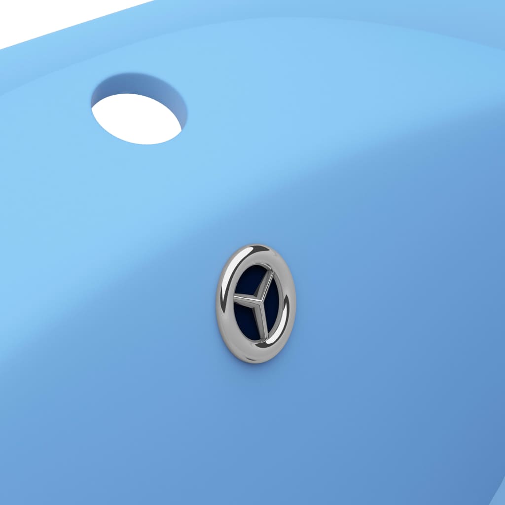 Chiuvetă lux cu preaplin, bleu mat, 58,5x39 cm, ceramică, oval