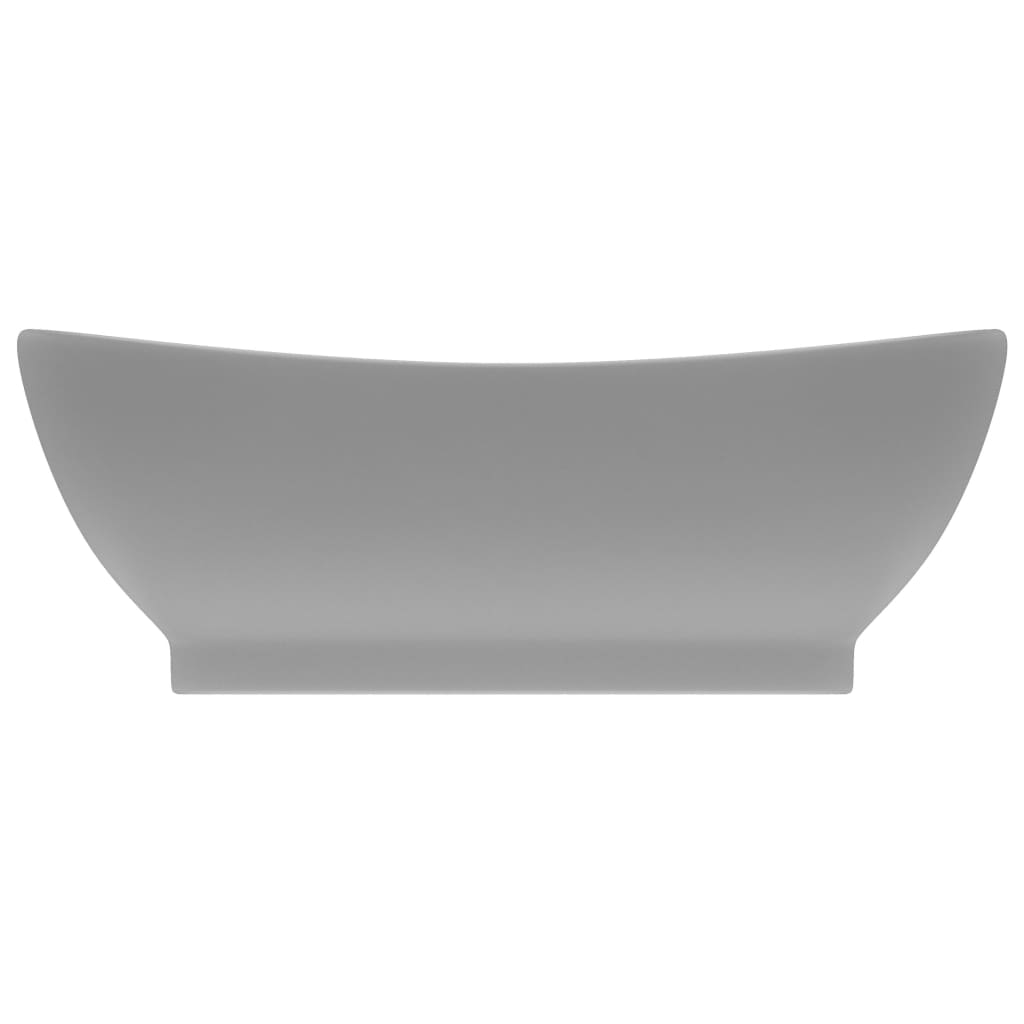 Chiuvetă lux cu preaplin gri deschis mat 58,5x39cm ceramic oval