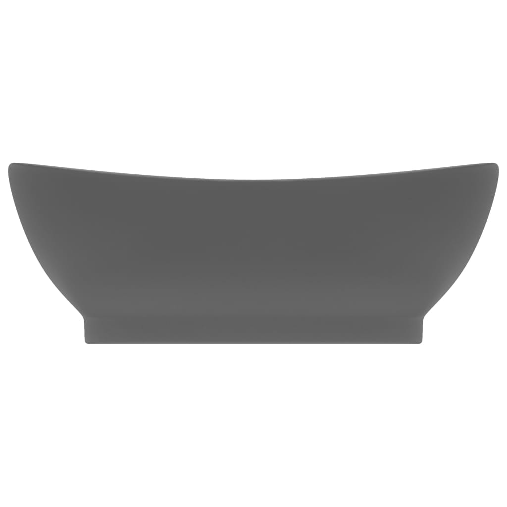 Chiuvetă lux cu preaplin gri închis mat 58,5x39cm ceramică oval