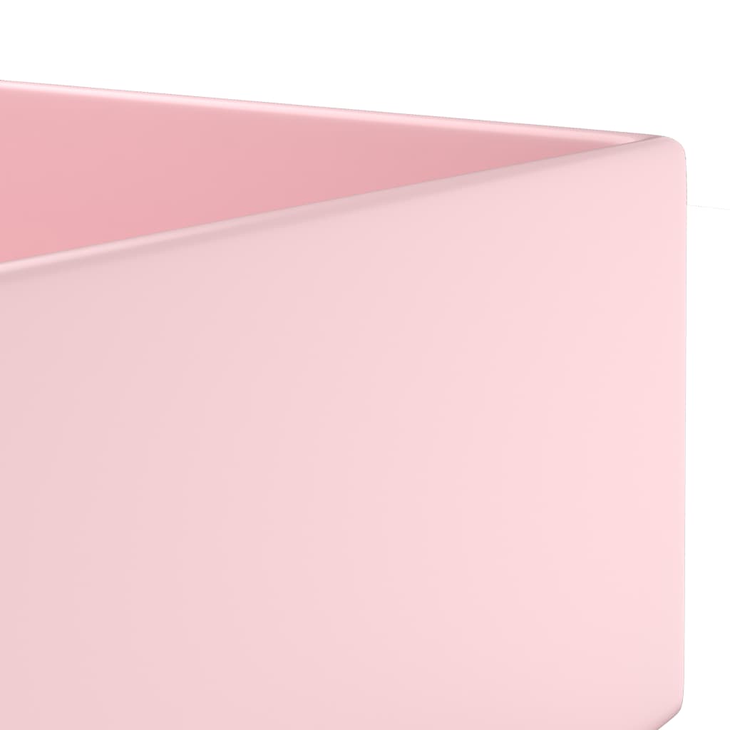 Chiuvetă de baie de perete cu preaplin, roz mat, ceramică