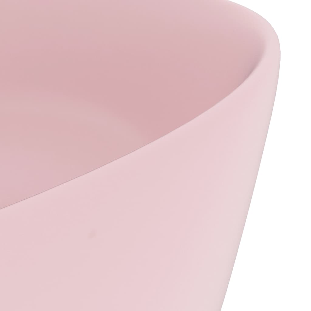 Chiuvetă de baie lux, roz mat, 40x15 cm, ceramică, rotund