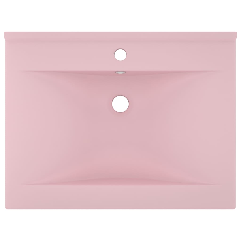 Chiuvetă baie lux, orificiu robinet, roz mat 60x46 cm ceramică