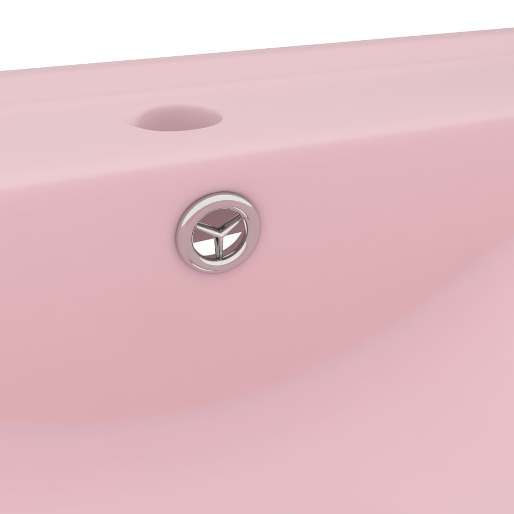 Chiuvetă baie lux, orificiu robinet, roz mat 60x46 cm ceramică