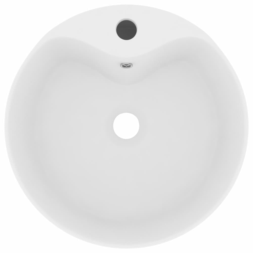 Chiuvetă de lux cu preaplin, alb mat, 36 x 13 cm, ceramică