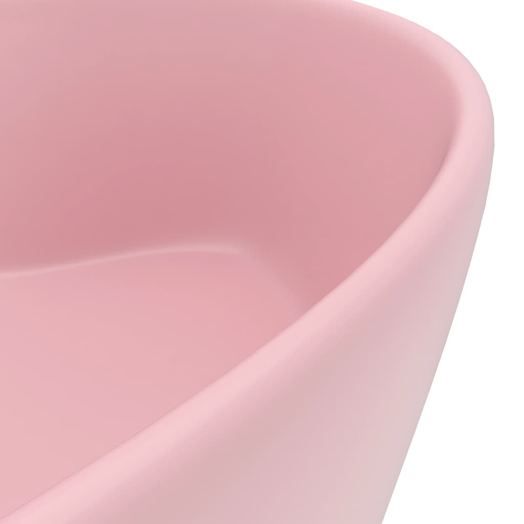 Chiuvetă de lux cu preaplin, roz mat, 36 x 13 cm, ceramică