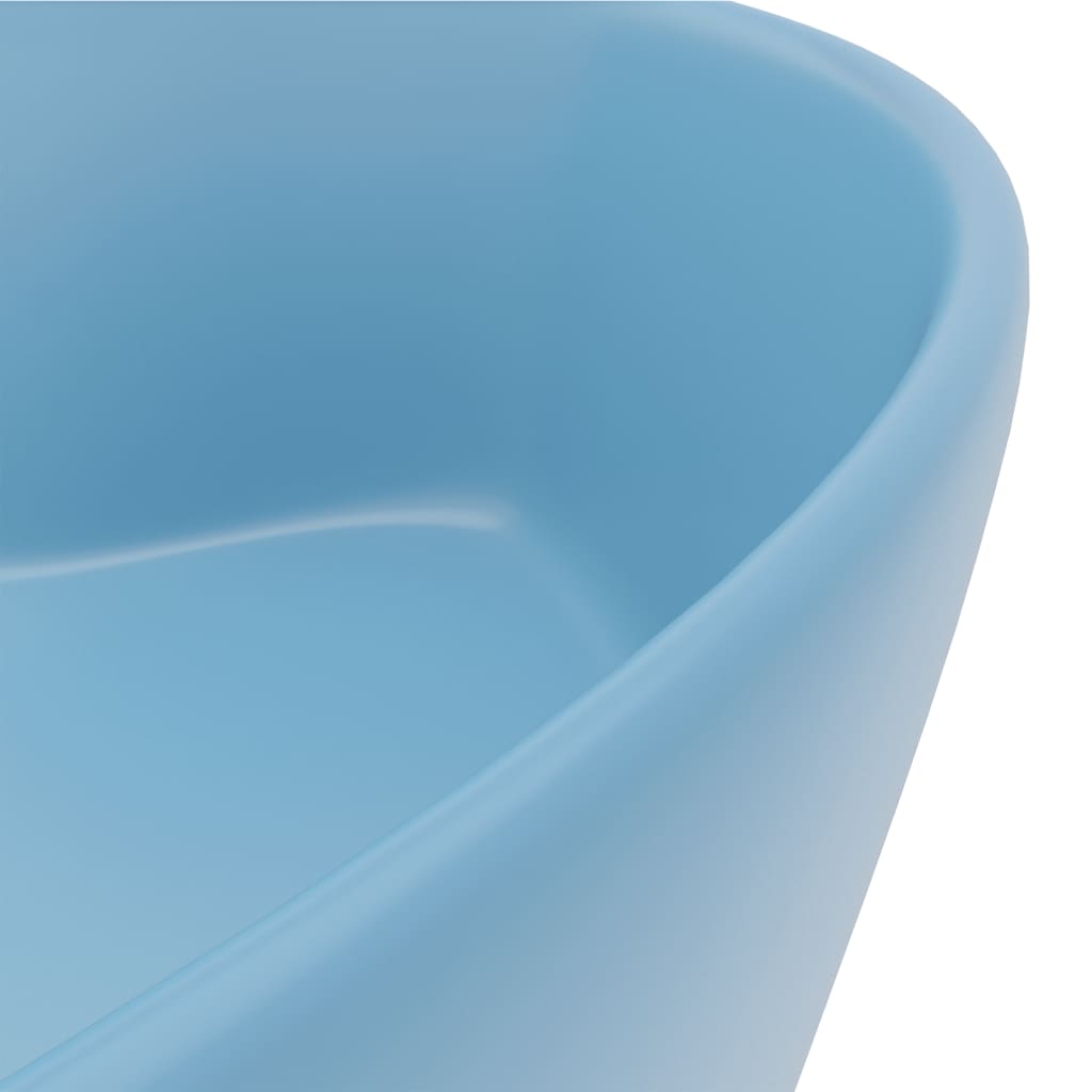 Chiuvetă de lux cu preaplin, bleu mat, 36x13 cm, ceramică