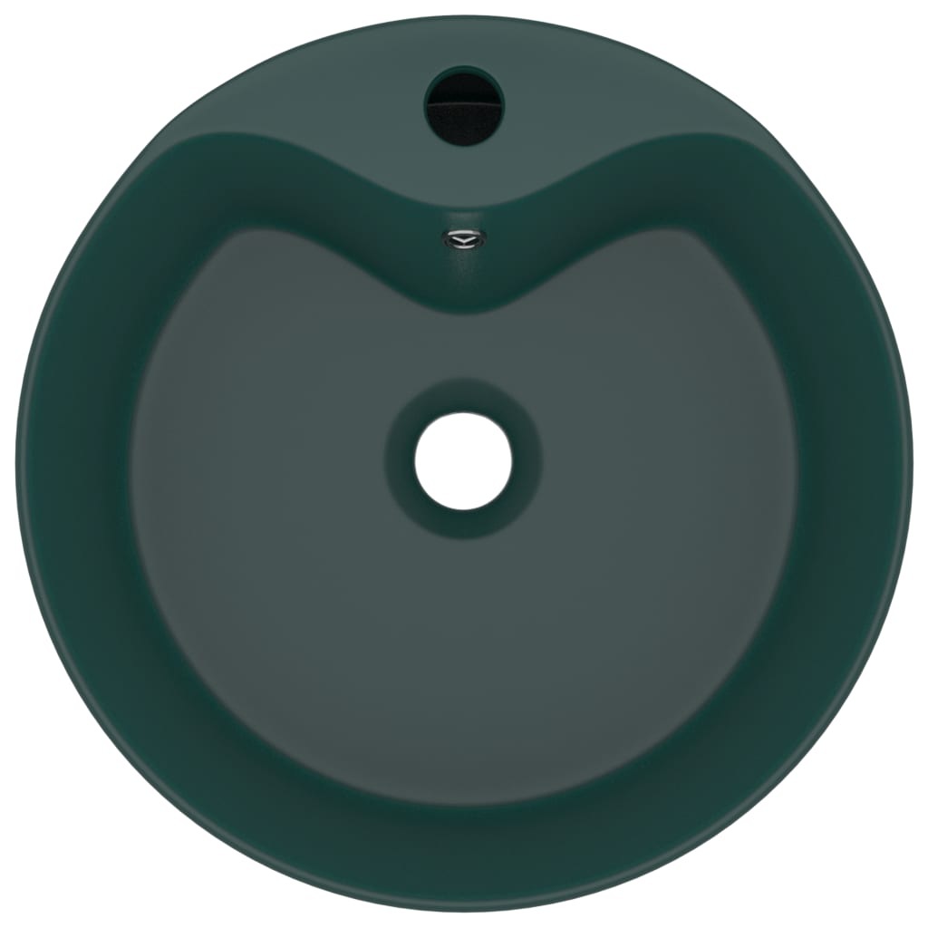 Chiuvetă de lux cu preaplin verde închis mat 36x13 cm ceramică
