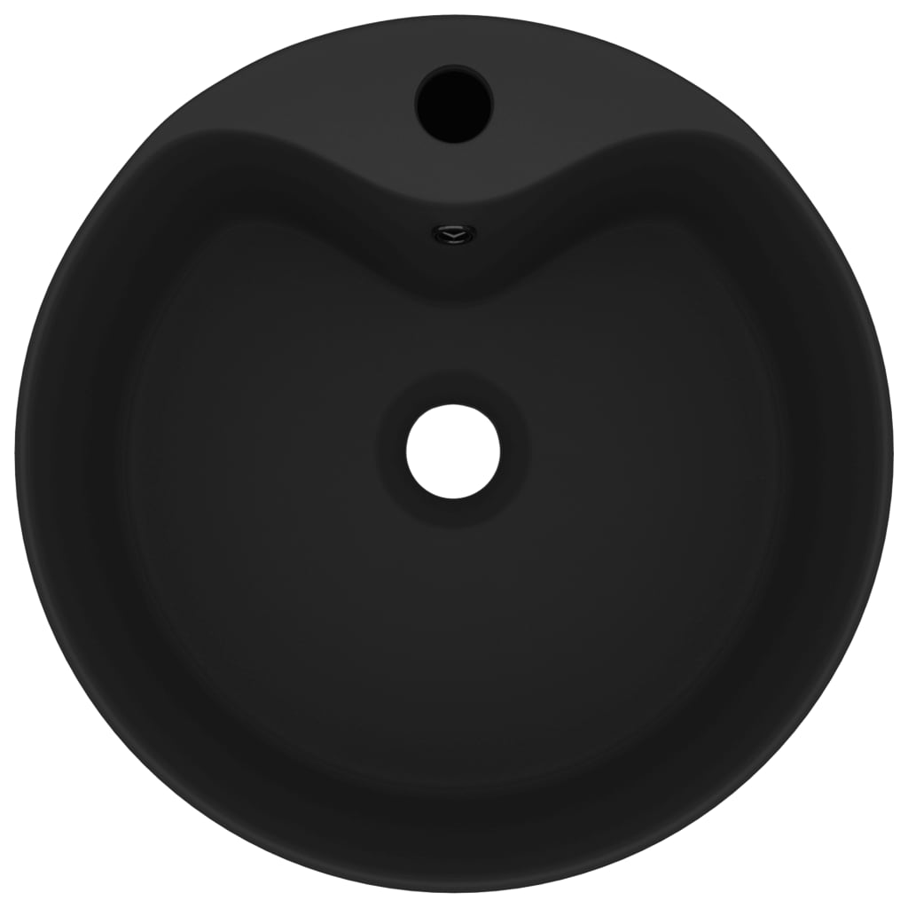 Chiuvetă de lux cu preaplin, negru mat, 36 x 13 cm, ceramică