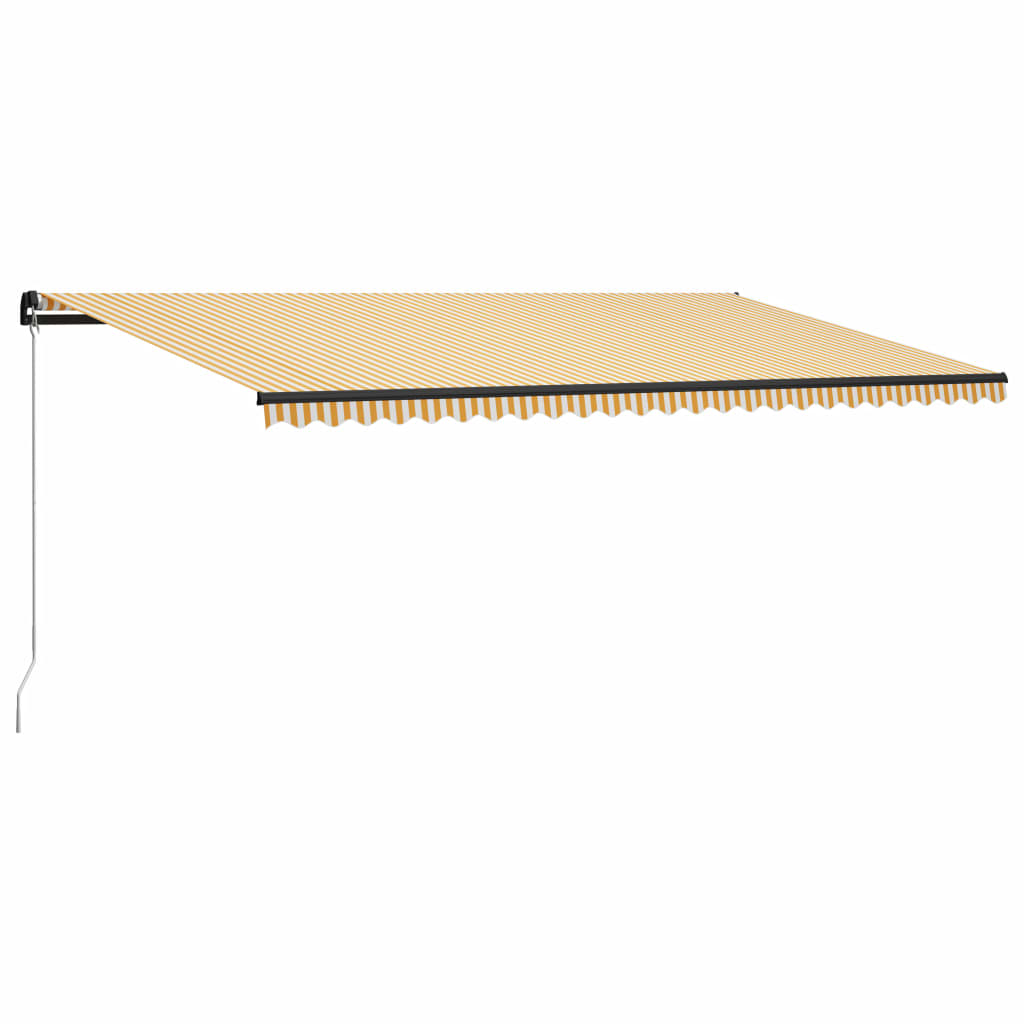 Copertină retractabilă manual, galben și alb, 600 x 300 cm