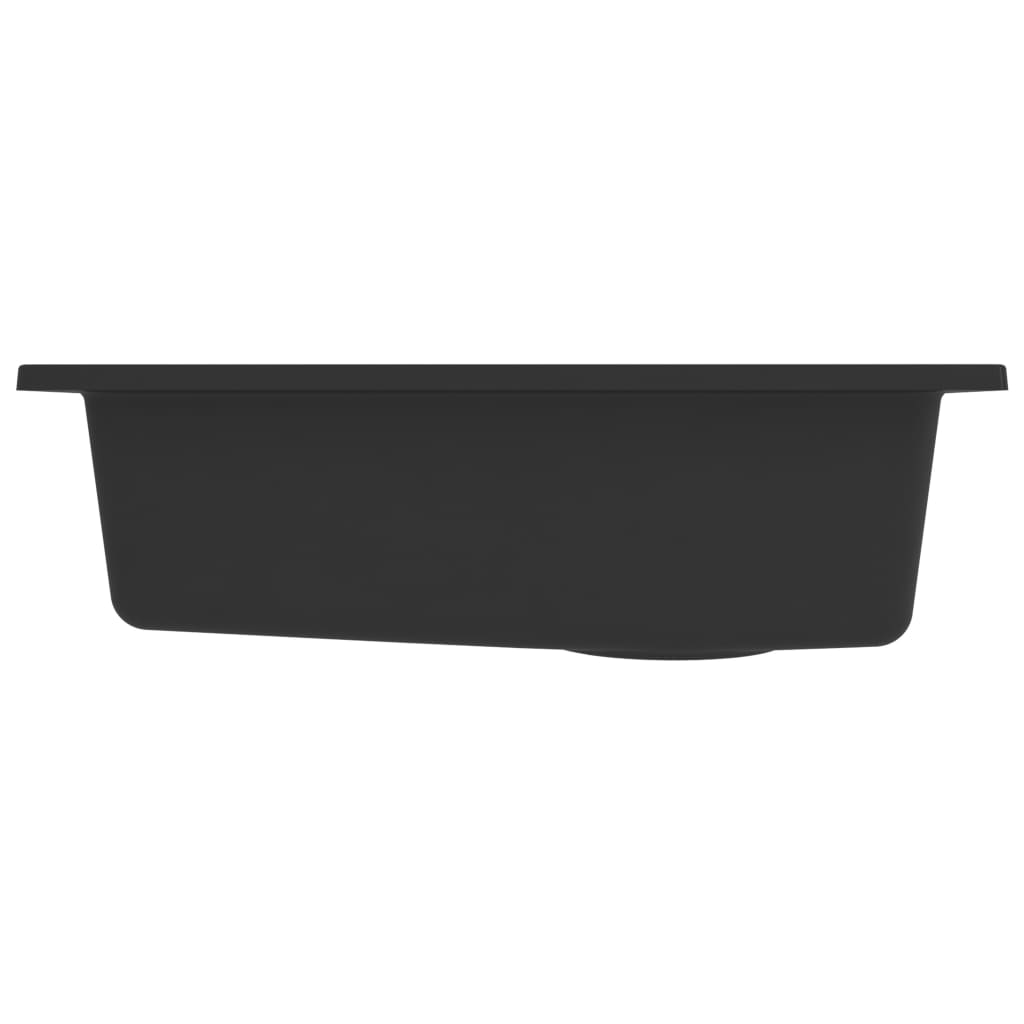 Chiuvetă de bucătărie cu orificiu de preaplin, negru, granit
