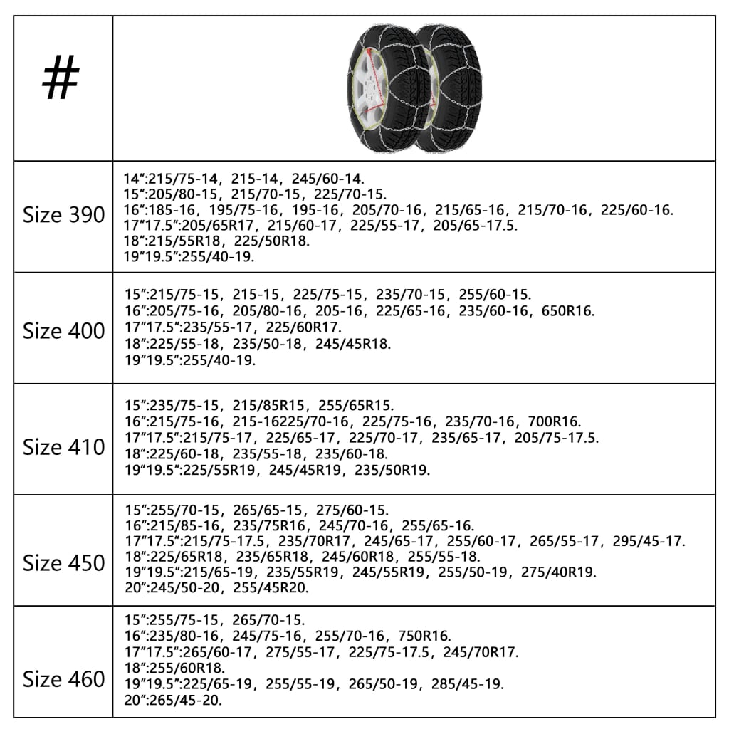 Lanțuri antiderapante zăpadă auto, 2 buc., SUV 4x4, 16 mm, 390