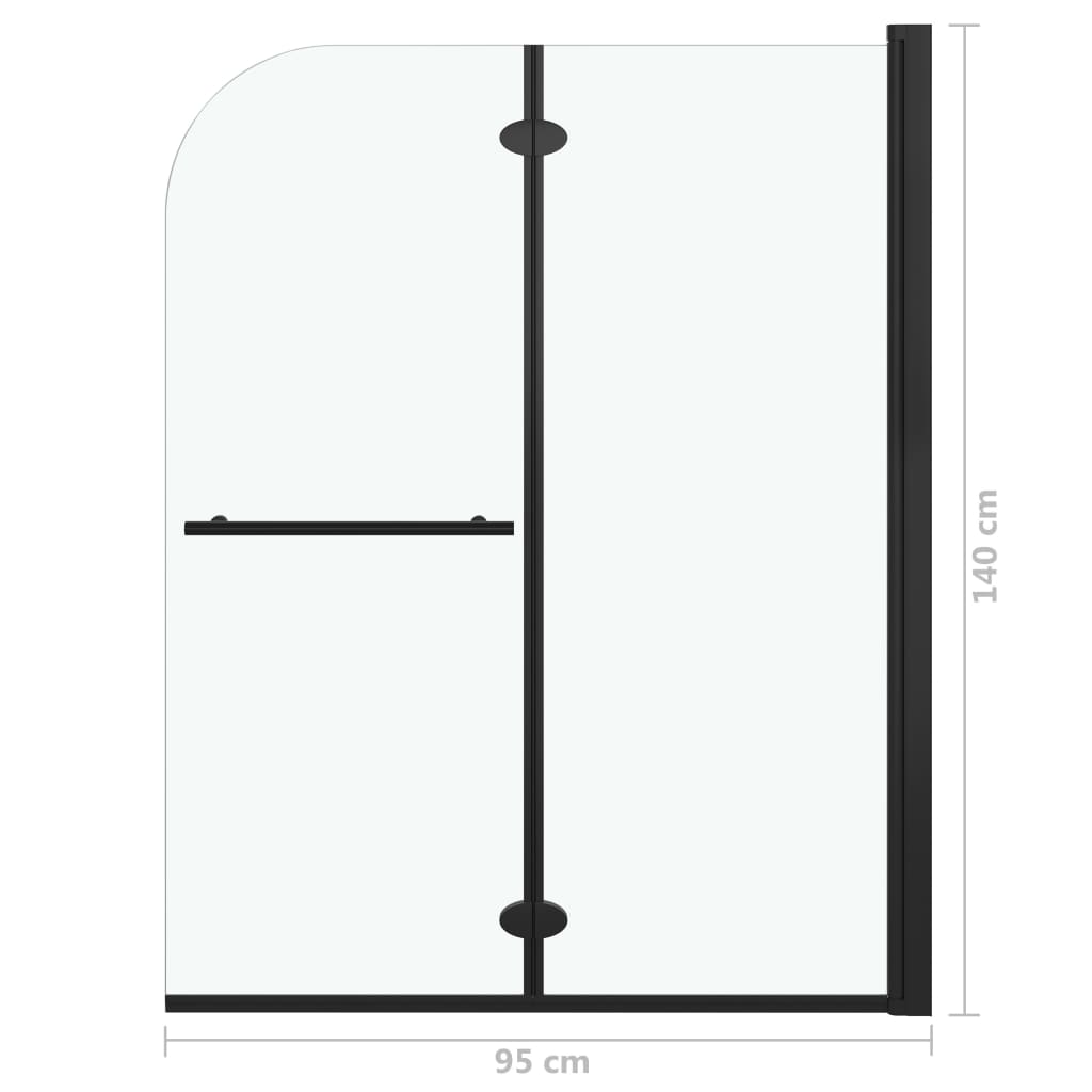Cabină de duș pliabilă, 2 panouri, negru, 95 x 140 cm, ESG