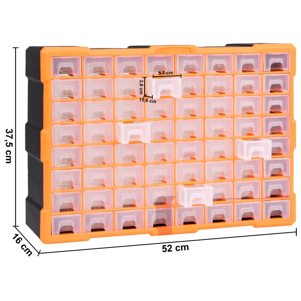 Organizator cu 64 de sertare, 52 x 16 x 37,5 cm