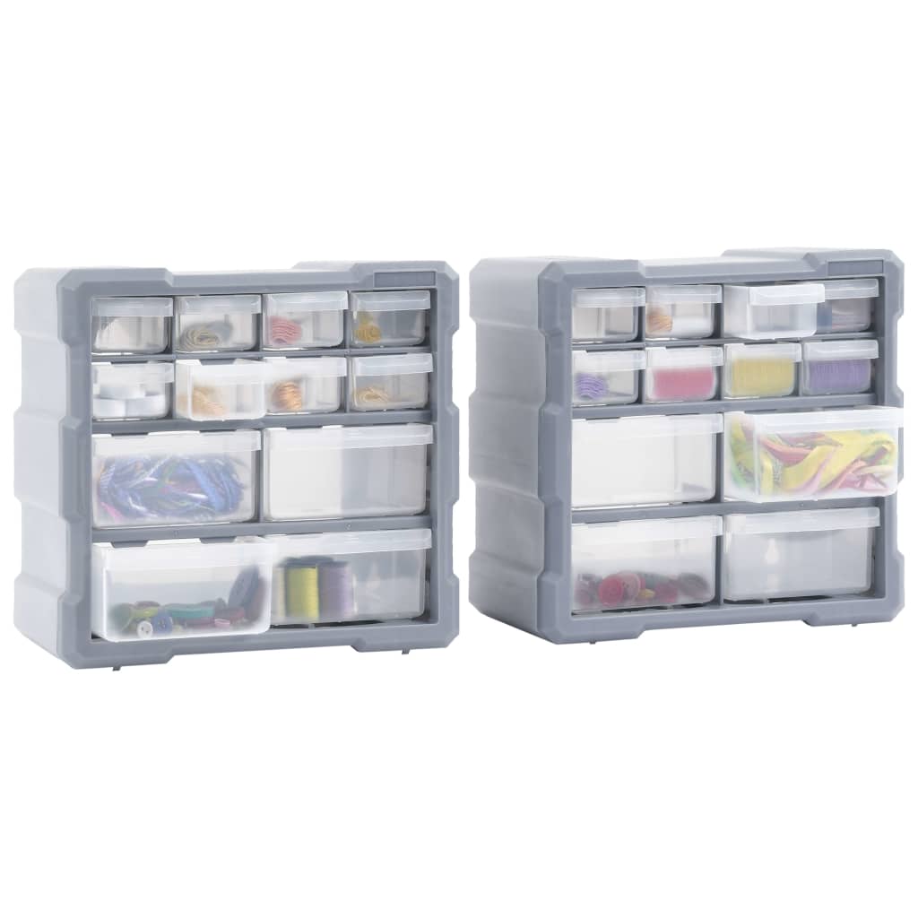 Organizatoare cu 12 sertare, 2 buc., 26,5 x 16 x 26 cm