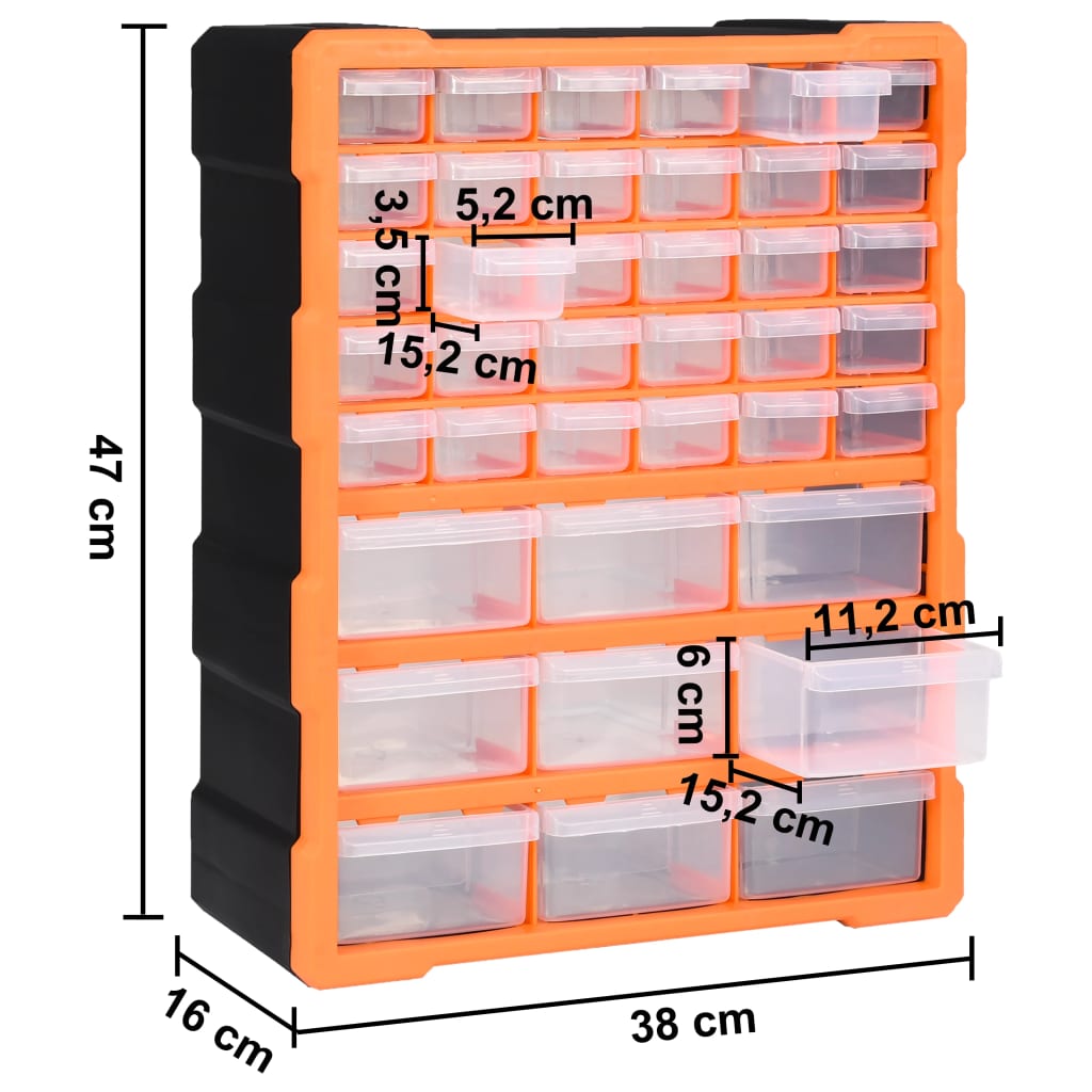 Organizator cu 39 de sertare, 38 x 16 x 47 cm