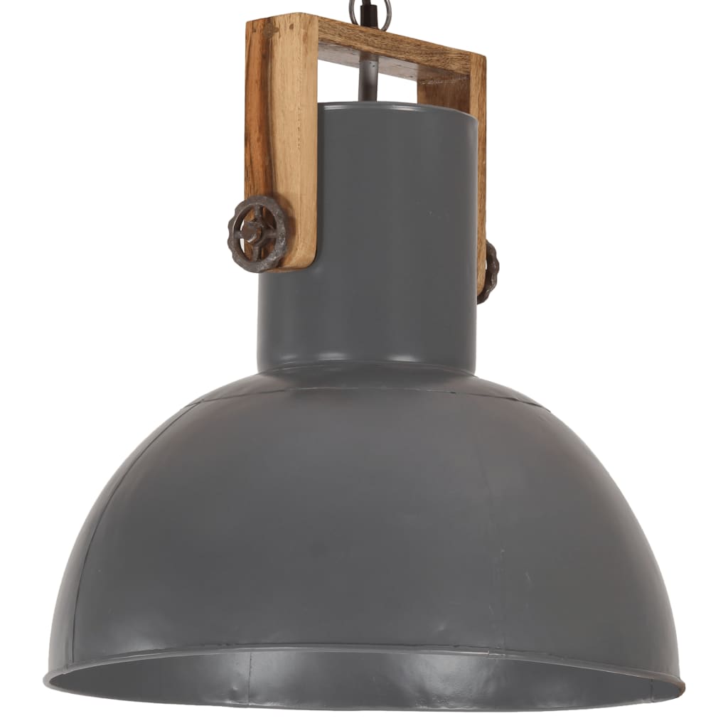 Lampă suspendată industrială, 25 W, gri, 42 cm mango E27 rotund