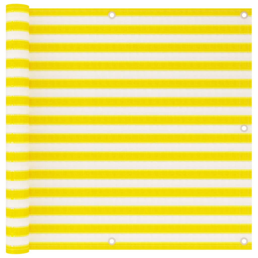 Paravan de balcon, galben și alb, 90x500 cm, HDPE